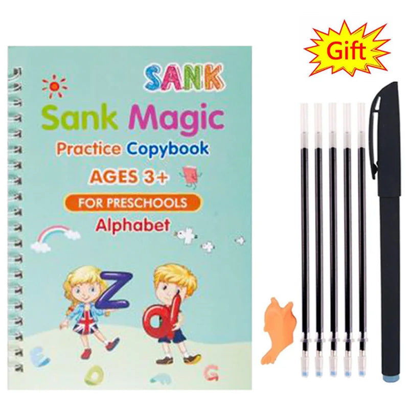 Free Shipping SANK Copybooks Pen Magic Copy Book Free Wiping Children'S Kids Writing Sticker Practice Copybook for Calligraphy