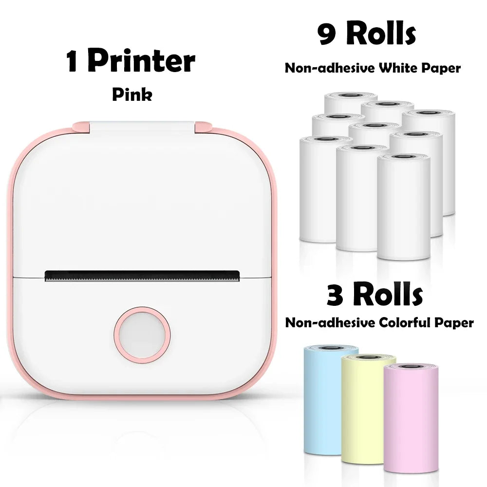 T02 Portable Mini Printer Thermal Pocket Printer Self-Adhesive Stickers Use for Diy,Journal Impresora Termica Portatil