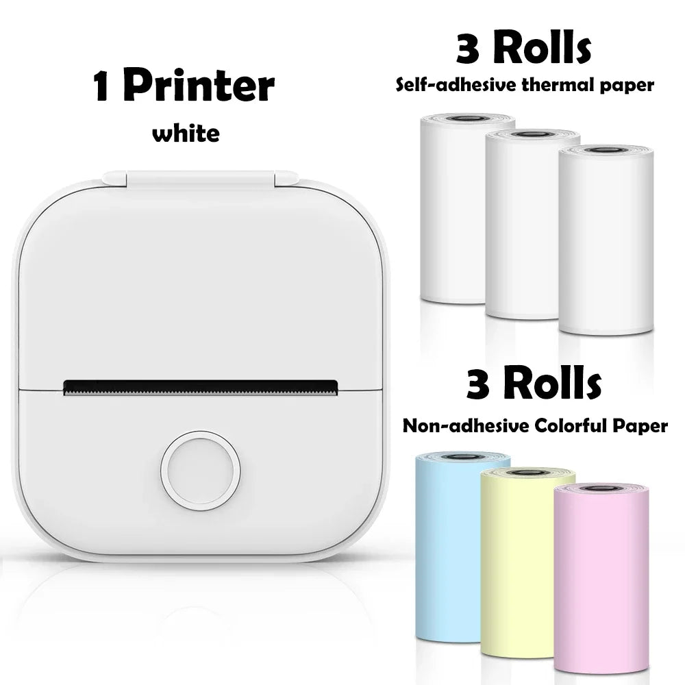 T02 Portable Mini Printer Thermal Pocket Printer Self-Adhesive Stickers Use for Diy,Journal Impresora Termica Portatil