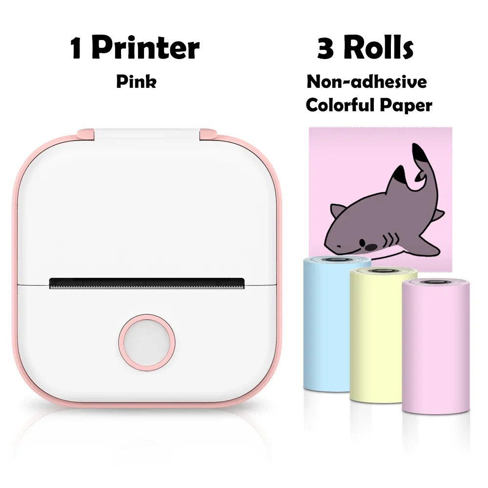 T02 Portable Mini Printer Thermal Pocket Printer Self-Adhesive Stickers Use for Diy,Journal Impresora Termica Portatil