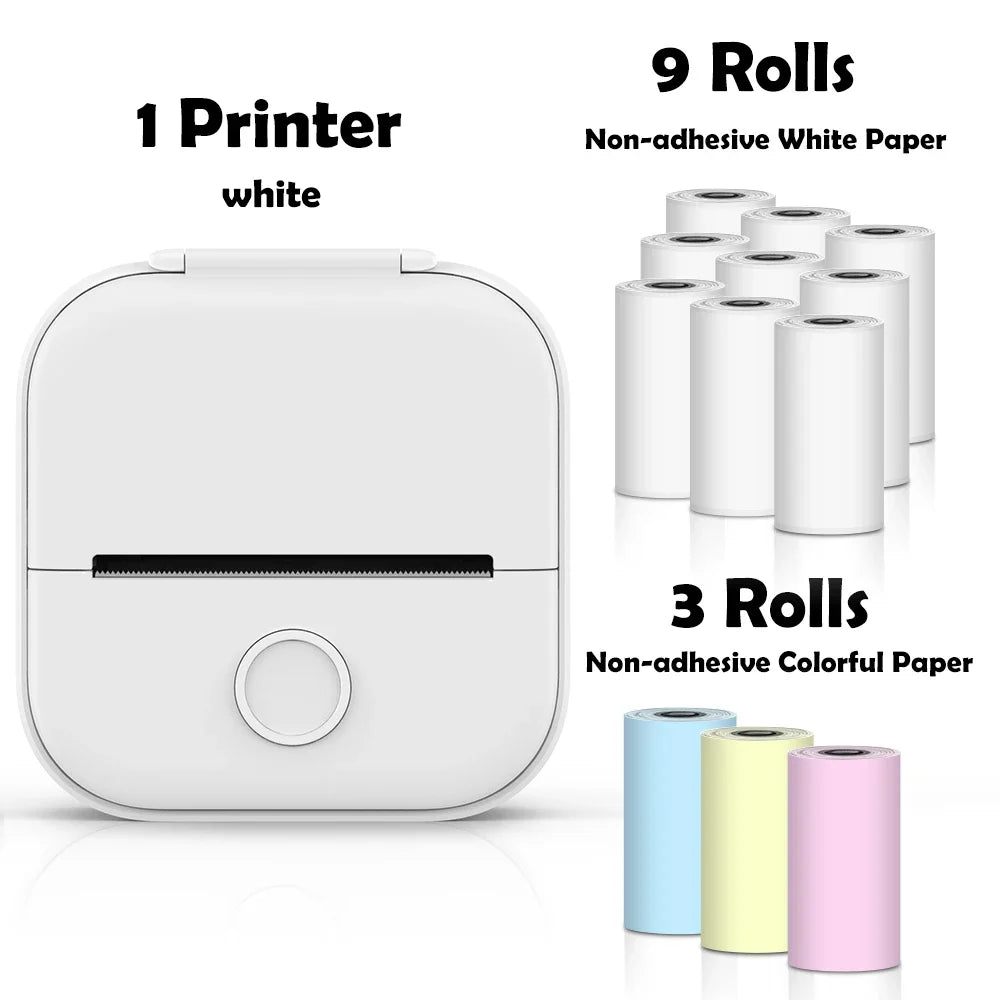 T02 Portable Mini Printer Thermal Pocket Printer Self-Adhesive Stickers Use for Diy,Journal Impresora Termica Portatil