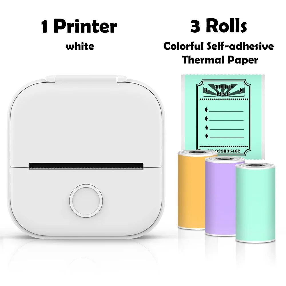 T02 Portable Mini Printer Thermal Pocket Printer Self-Adhesive Stickers Use for Diy,Journal Impresora Termica Portatil