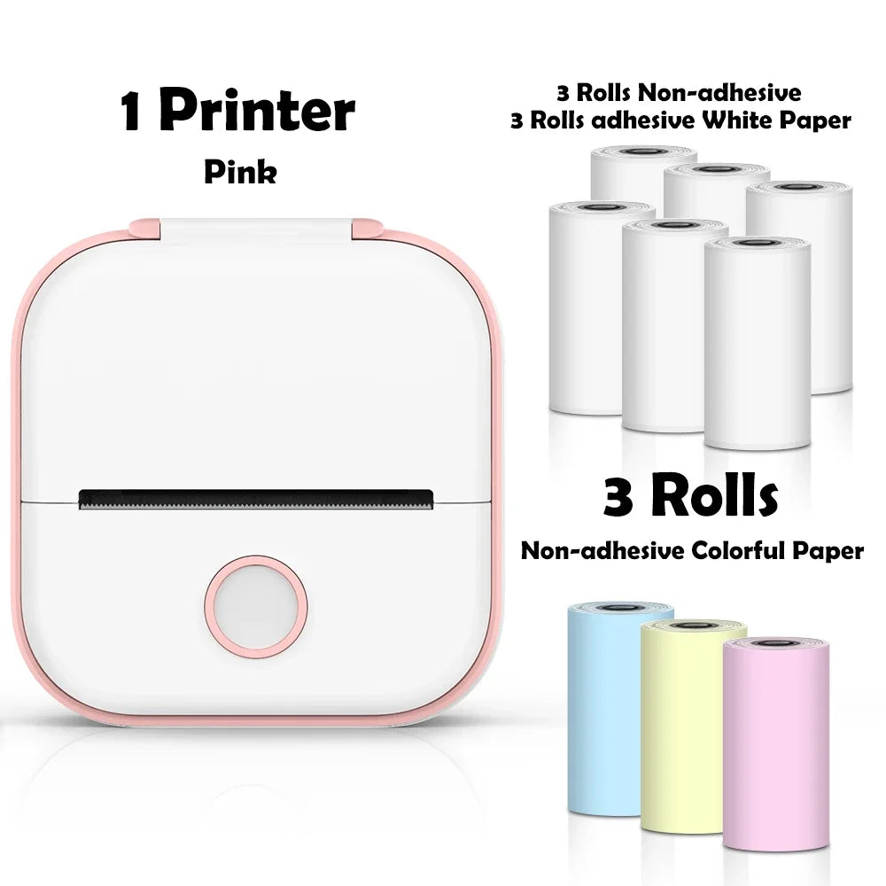 T02 Portable Mini Printer Thermal Pocket Printer Self-Adhesive Stickers Use for Diy,Journal Impresora Termica Portatil